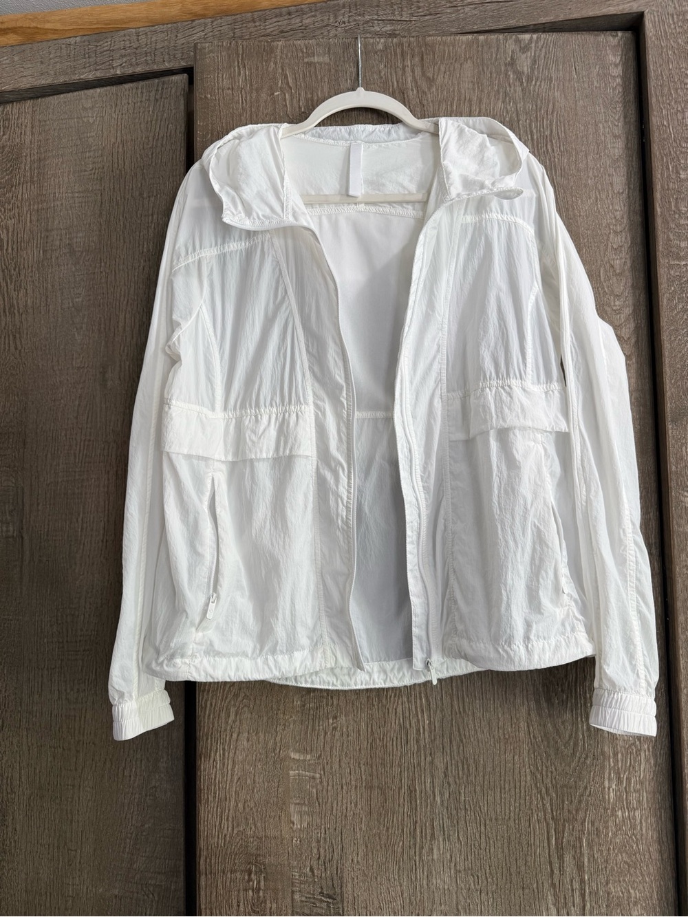 lululemon athletica White Hooded Lightweight Bomber Jacket